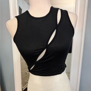 PrettyLittleThing Black Cut-Out Crop Top